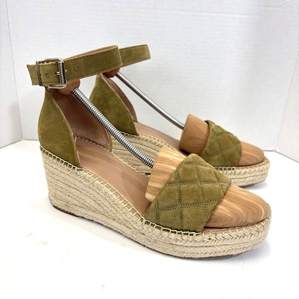 Nordstrom NOCARMEN-LEA‎ Leather Espadrille Wedge Sandals Womens 10M Tan Quilted